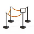 Montour Line Stanchion Post and Rope Kit Black, 4FlatTop 3Gold Rope 8.5x11H Sign C-Kit-3-BK-FL-1-Tapped-1-8511-H-3-PVR-GD-PS